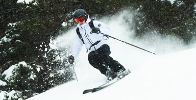 A man skiing off-piste